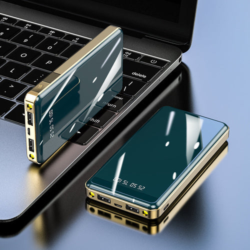 Reflective screen high-capacity portable charger