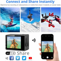 4K Waterproof All Digital UHD WiFi Camera + RF Remote And Accessories