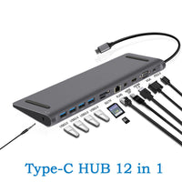 Multiport USB-C Adapter 12-in-1 HD Expansion Dock