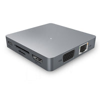 Multi-port USB-C adapter with HDMI, VGA, Ethernet, and USB 3.0