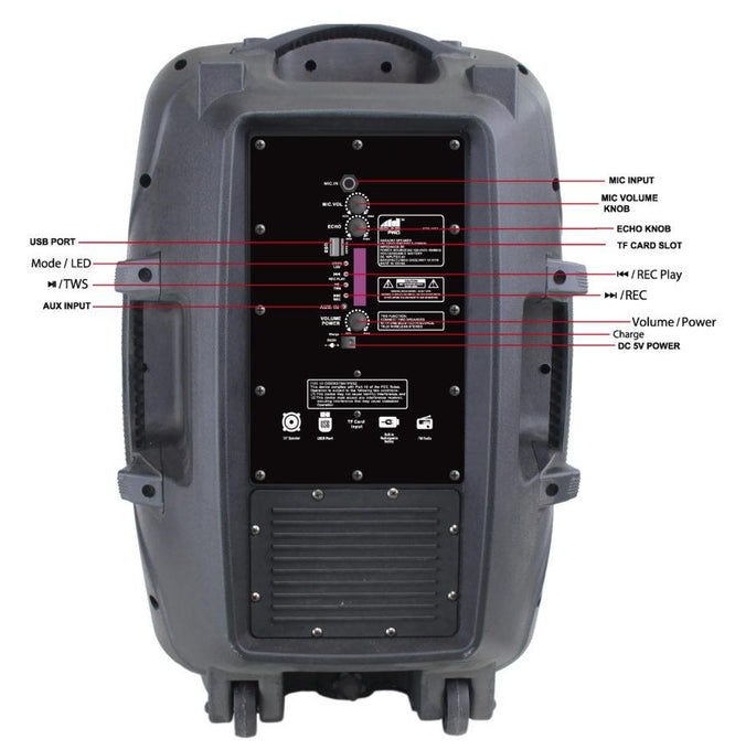 Naxa Portable 15 inch Bluetooth Party Speaker with Disco Light