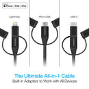 Naztech 3X1 Micro Lightning & USB-C Charge & Sync 6ft Cable